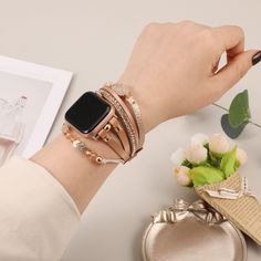 ✨Introducing our Crystal Leather Wrap Bracelet Compatible with Apple Watch Women's Series 9/8/7/6/5/4/3/2/1/SE (38mm, 40mm, 41mm, 42mm, 44mm, 45mm, 49mm). (Note: iWatch not included) 💃Exquisite Craftsmanship: This multi-layer apple leather strap is meticulously crafted using premium natural stones, leather, and genuine crystals. Its intricate interwoven design creates a soft and supple leather bracelet that exudes a subtle elegance, making it a perfect complement to any wardrobe, jewelry, or at Bracelet Apple Watch Band, Boho Leather Bracelet, Apple Watch Leather Strap, Apple Watch 42mm, Bracelet Apple Watch, Boho Leather, Apple Watch Strap, Leather Wrap Bracelet, Women Leather