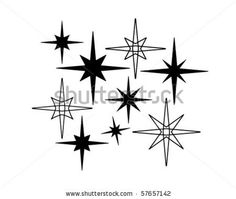 black and white star silhouettes on a white background stock photo - image 34987