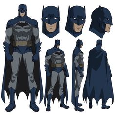 the batman costume is shown in various poses