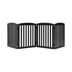 an open black gate on a white background