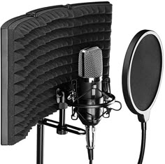 an empty microphone with a black and white background