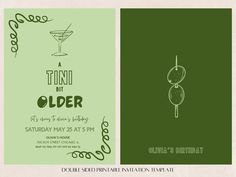 an old fashioned birthday party card with the words, finder and drink on it