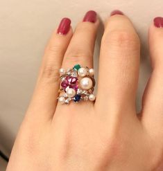 Pearl Wedding Rings, Willow Jewelry, Elegant Pearl Jewelry, Ruby Wedding Ring, Ruby And Pearl, Pearls Ring, Pearl Wedding Ring, Ruby Wedding Rings