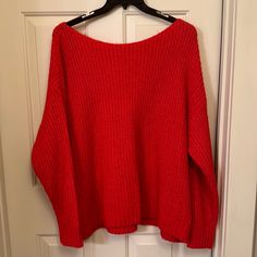 Never Worn Excellent Condition Wide Necked Sweater Cute Red Sweater, Red Sweater, Navy Sweaters, Red Sweaters, Colorful Sweaters, Neck Sweater, Old Navy, Sweaters For Women, Navy