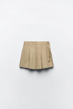 SKORT - Light camel | ZARA United States Workwear Skort With Belt Loops, Belted Paperbag Waist Shorts For Work, Utility Mini Skirt With Belt Loops For Work, Beige Cargo Skirt With Pockets For Work, Beige Skort With Pockets For Work, Chic Workwear Skort With Belt Loops, Chic Skort With Belt Loops For Workwear, Fall Workwear Cargo Skirt With Belt Loops, Belted Workwear Skort