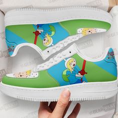 Fionna Air Sneakers Custom Adventure Time Shoes-Gear Wanta Adventure Time Shoes, Air Sneakers, Youthful Style, Finn The Human, Shoe Show, Custom Shoes, Adventure Time, Streetwear Fashion, Snug Fit