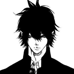 an anime character with black hair wearing a suit and tie