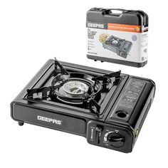 the gefas portable gas stove is black