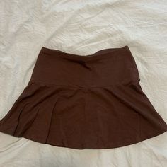 Brown Skirt - Nwt Brown Stretch Mini Skirt With Lining, Casual Solid Lined Swim Skirt, Casual Brown Tennis Skirt For Summer, Casual Brown Summer Tennis Skirt, Brown Pleated Tennis Skirt, Casual Solid Swim Skirt With Lining, Fitted Brown Lined Tennis Skirt, Fitted Brown Tennis Skirt, Brown Stretch Mini Skirt