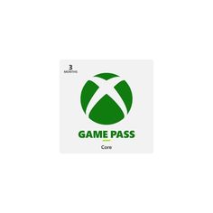 the xbox game pass logo on a white card with green and black letters that read,'games pass core '