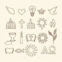 Catholic Symbols, Doodle Vector, Jesus Drawings, Religious Symbols