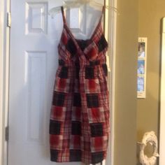 Brand New Size 6 Plaid Faded Glory Sun Dress. Adjustable Straps. Plaid Sundress, Casual Lined Holiday Dresses, Red Cotton Lined Sundress, Red Cotton Dress For Day Out, Casual Red Cotton Sundress, Casual Red Mini Dress For Holiday, Plaid Summer Holiday Dress, Casual Lined Plaid Dress, Casual Plaid Lined Dress