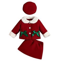 Toddler Baby Kids Girls Suit Christmas Cosplay Pullover Tops Skirt Hat 3PCs Set Outfits Features: Baby girl Christmas clothes set, toddler girl Christmas outfit, christmas is my favorite letter print long sleeve crewneck tops and red knit bell bottom flare pants 3pcs baby girl Christmas clothes, Trendy baby girl winter clothes set will make your baby more cute and charming. Toddler baby christmas pants set are perfect for everyday casual wear, holiday, Christmas party,thanksgiving party, outdoor Toddler Girl Christmas Outfits, Fur Collar Cardigan, Baby Girl Clothes Winter, Christmas Cosplay, Christmas Dress Baby, Girls Christmas Outfits, Christmas Clothes