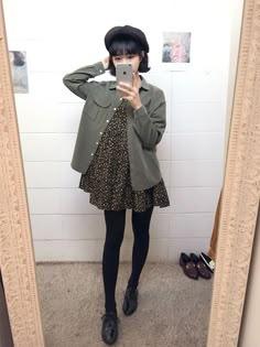 Asian Fits, Army Green Jacket, Korean Fashion Casual, Winter Mode