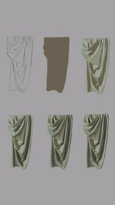 four different types of draperies on a gray background