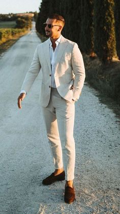 Beige Notch Lapel Tuxedo For Wedding, Beige Notch Lapel Three-piece Suit For Wedding, Beige Notch Lapel Three-piece Wedding Suit, Tailored Notch Lapel Suit For Wedding, Tailored Notch Lapel Wedding Suits, Classic Beige Wedding Suit, Beige Tuxedo Suit For Wedding, Beige Tuxedo Blazer For Wedding, Tailored Wedding Suit With Suit Collar