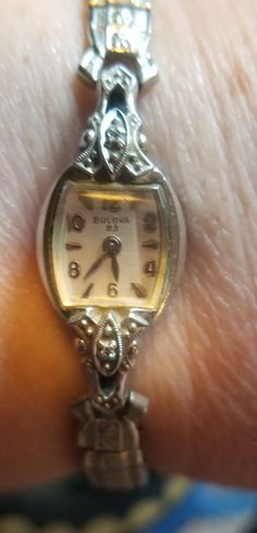 10K Gold Rolled Plate Vintage Bulova 23 Woman  Two Diamonds Wristwatch  - runs , broken crown. Bracelet for 6.5 - 7 inches wrist. Vintage Bulova Watches, Crown Bracelet, Lenox Butterfly Meadow, Cross Pens, Flower Tower, Bulova Watches, Hartford Ct, Old Watches, Clothing Pieces