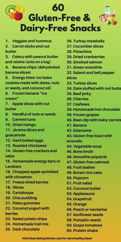 Gluten Free Food List, Dairy Free Snacks, Sans Gluten Sans Lactose, Dairy Free Diet, Makanan Diet, God Mat, Gluten Free Dairy Free Recipes, Gluten Free Eating, Gluten Free Snacks