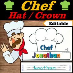 the chef hat / crown editable worksheet for children to practice their writing skills