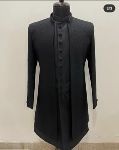 Traditional Outfit Men Indian, Black Achkan For Men, Achkan For Men, Mens Fashion Dress Shirts, Boys Kurta Design