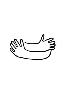 a black and white drawing of two hands holding each other