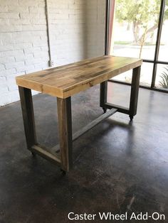 I can imagine something like this with a thicker laminate/Formica top for low maintenance Pizza Table, Reclaimed Wood Bar, Narrow Kitchen Island, Reclaimed Wood Bars, Kitchen Bar Counter, Rolling Table, Porch Bar, Window Bars, Kitchen Island Bench