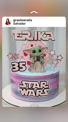 a star wars cake with the baby yoda on top