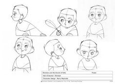 the animation character's head and shoulders are shown in different positions, with one being drawn