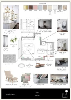 the interior design process is shown in black and white