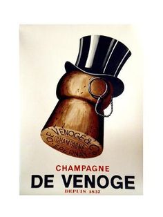 a poster with a bear wearing a top hat and holding a champagne bottle in its mouth