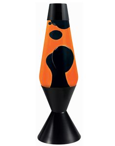 an orange and black vase with the words click here to view on it's side