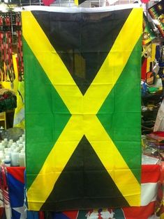 a flag that is on display in a store