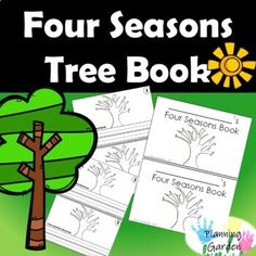 four seasons's tree book for kids to color and write on the same page