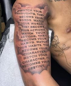 a man's arm with a poem written on it