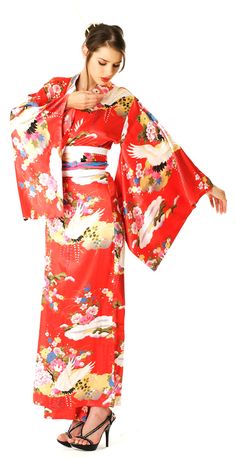 Red Geisha Kimono  Elegant geisha kimono costume in luxurious red material with delicate soft asian design pattern and stylish design details. Asian Design Pattern, Short Curly Crochet Hair, Kimono Costume, Geisha Kimono, Fashion Kimono, Hairstyles For Fat Faces