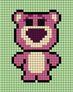 A pixel art template of Lots-o'-Huggin' Bear from Pixar's Toy Story 3, without his walking stick (the wooden hammer). This can also be taken as Funko Pop thirteen. Pixel Art Animals, Dibujos Toy Story, Graph Paper Drawings, Pixel Art Tutorial, Easy Pixel Art, Pixel Art Templates, Pixel Drawing, Pixel Crochet, Pix Art