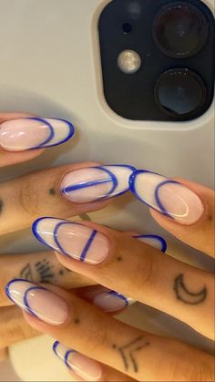 Blue Wedding Nails, White And Blue Wedding, Land Design, Minimal Nails, Design Illustrations, Soft Nails, Nails 2024, Clean Nails