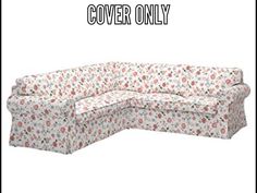 a white couch with flowers on it and the words cover only