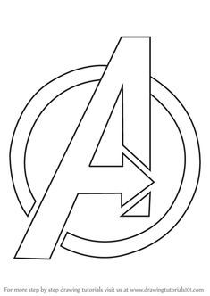 the avengers logo is shown in this black and white coloring book page, which has an arrow