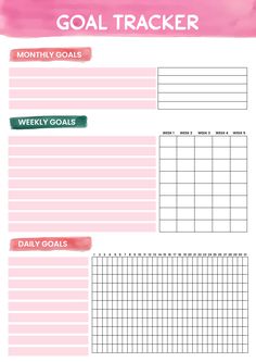 the goal tracker is shown in pink and green