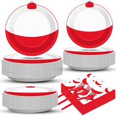 the red and white ornaments are ready to be used for christmas cards or other decorations