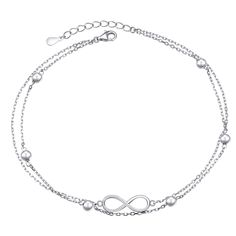 PRICES MAY VARY. Infinity anklet was made of pure S925 sterling silver,dainty but much more durable and stronger than other material,Won't change color or get dark. double layer anklet is cute and simple ,save you time and money to match anklets,suitable for daily and beach dress. Length: 11 inches with 1(11-12) inches extender can adjust to your size,fastened with a sterling silver lobster clasp. An easy way to measure your ankle is to wrap a string around your ankle and measure the exact lengt Infinity Anklet, Anklets Jewelry, Anklets For Women, Anklet For Women, Beaded Heart, Ankle Bracelet, Anklet Jewelry, Ankle Bracelets, Beach Jewelry