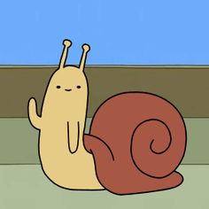 a snail is sitting on the ground with its eyes closed