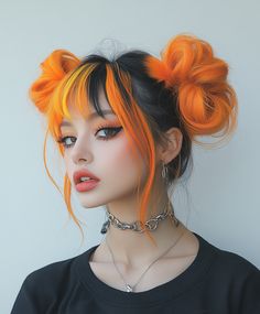 calico cat hair color Two High Buns, Calico Cat Hair, Orange Blonde Hair, High Buns, Orange Blonde, Hair Shade, Space Buns, Hair Patterns, Blonde Tones