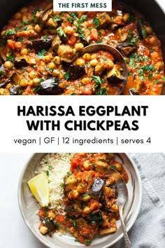 the first mess harissa eggplant with chickpeas