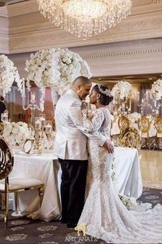 New Jersey wedding reception at an indoor venue decorated with opulent flowers | Bride and groom photo at their Romantic White And gold Wedding | France & Efrain in Florham Park, New Jersey | Planning, design, and florals by JP Events and Design - Amy Anaiz Photography Bride And Groom Photo, France Wedding, Luxury Event, Gold Wedding, Romantic Wedding, Luxury Wedding, Event Decor, Event Design