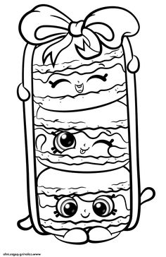 a coloring page with an image of a stack of donuts in the shape of a face