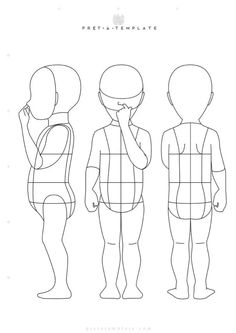 the back and side view of a person's body, with three different angles