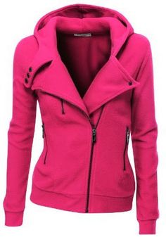 Pink comfy and cozy fleece zip-up hoodie. Only $35! Other colors too. Maybe I need two... Jacket With Zipper, Sweat Shirts, Looks Chic, Womens Fleece, Cute Woman, Red Jacket, Hoodie Jacket, Look Fashion