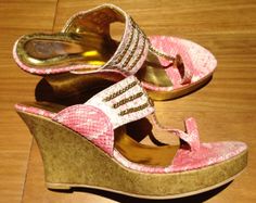 Pink Faux-Snakeskin Wedges at Gossip Shoes in Mumbai, Palladium Mall.  More at: bonconseil.us Pink